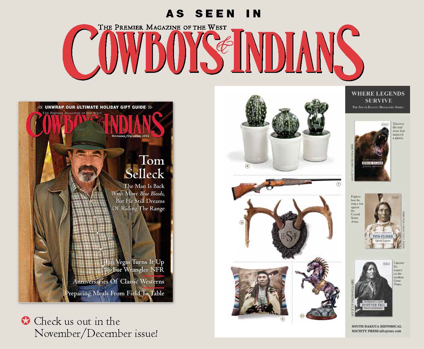 Our popular monogrammed Legacy by Heritage Game Mounts featured in  Cowboys & Indian Magazine gift guide 2016. 