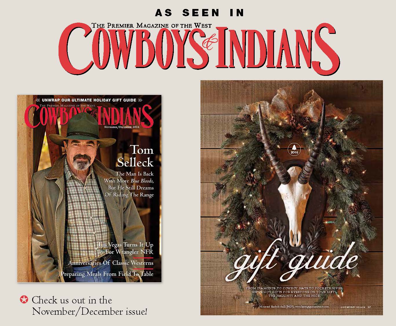 Blesbok mounted in the Heritage Game Mounts Tradition panel for Cowboys & Indian Magazine gift guide 2016.
