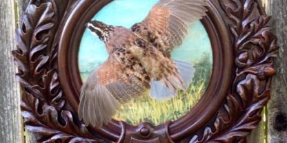 Quail on hand painted Heritage Game Mounts panel